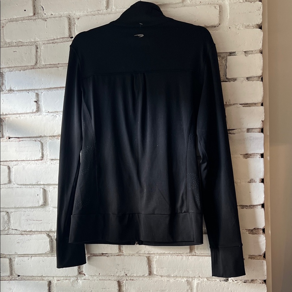 Black Women's Zip-Front Jacket funnel neck athletic jacket - Picture 6 of 11